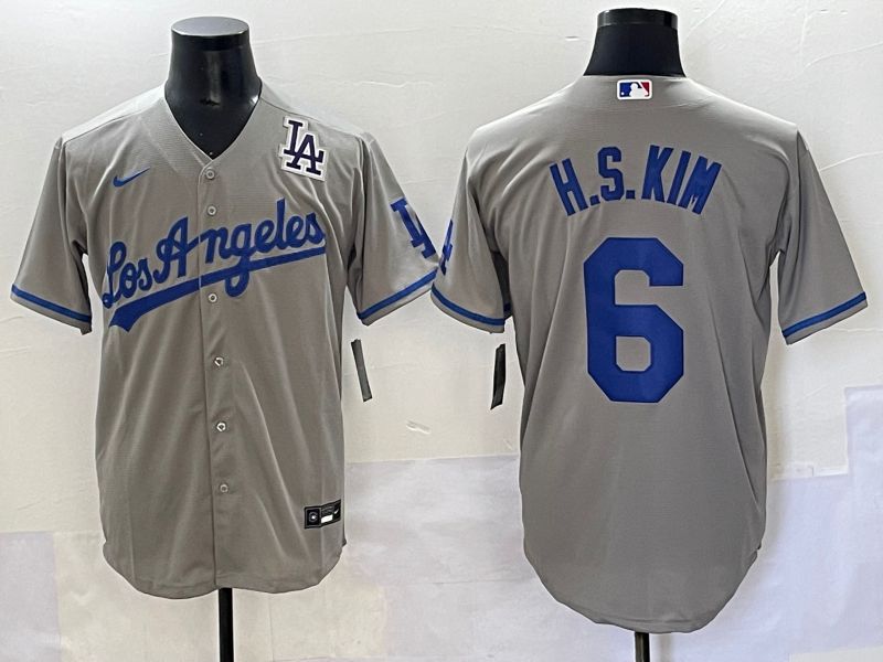 Men 2025 Los Angeles Dodgers #6 H.S.Kim Grey Game Nike MLB Jersey style 9->los angeles dodgers->MLB Jersey